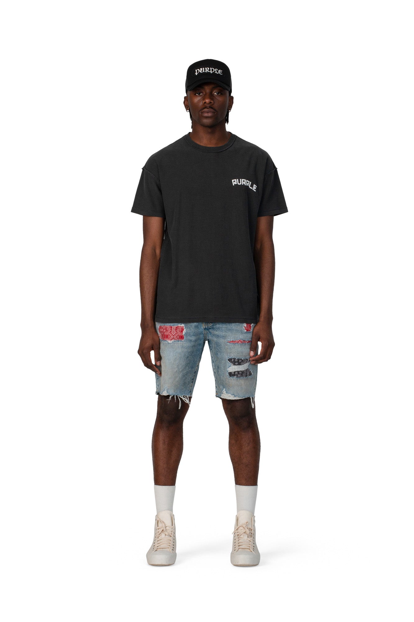 P020 MID RISE SHORT - Bandana Patchwork Indigo