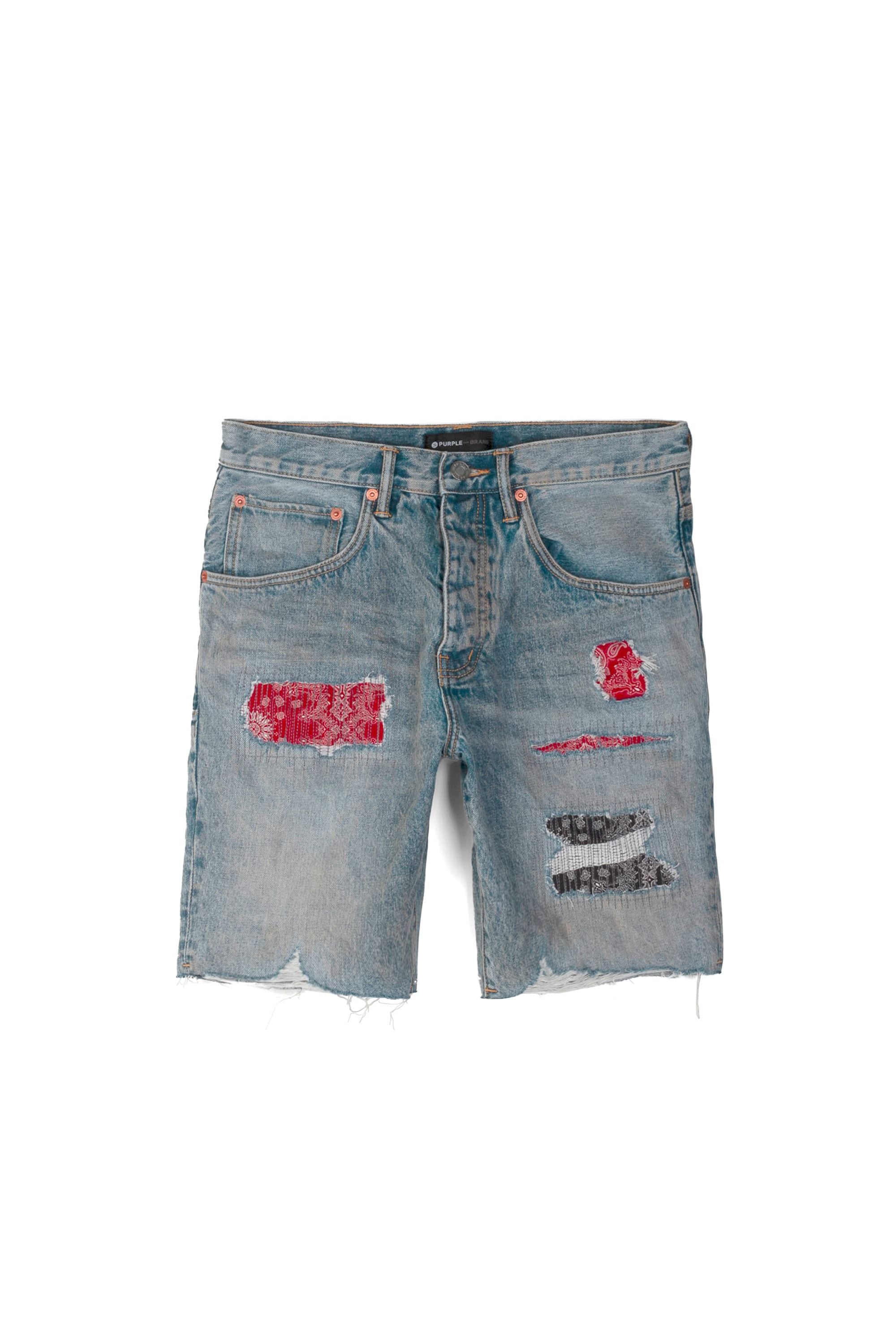 P020 MID RISE SHORT - Bandana Patchwork Indigo