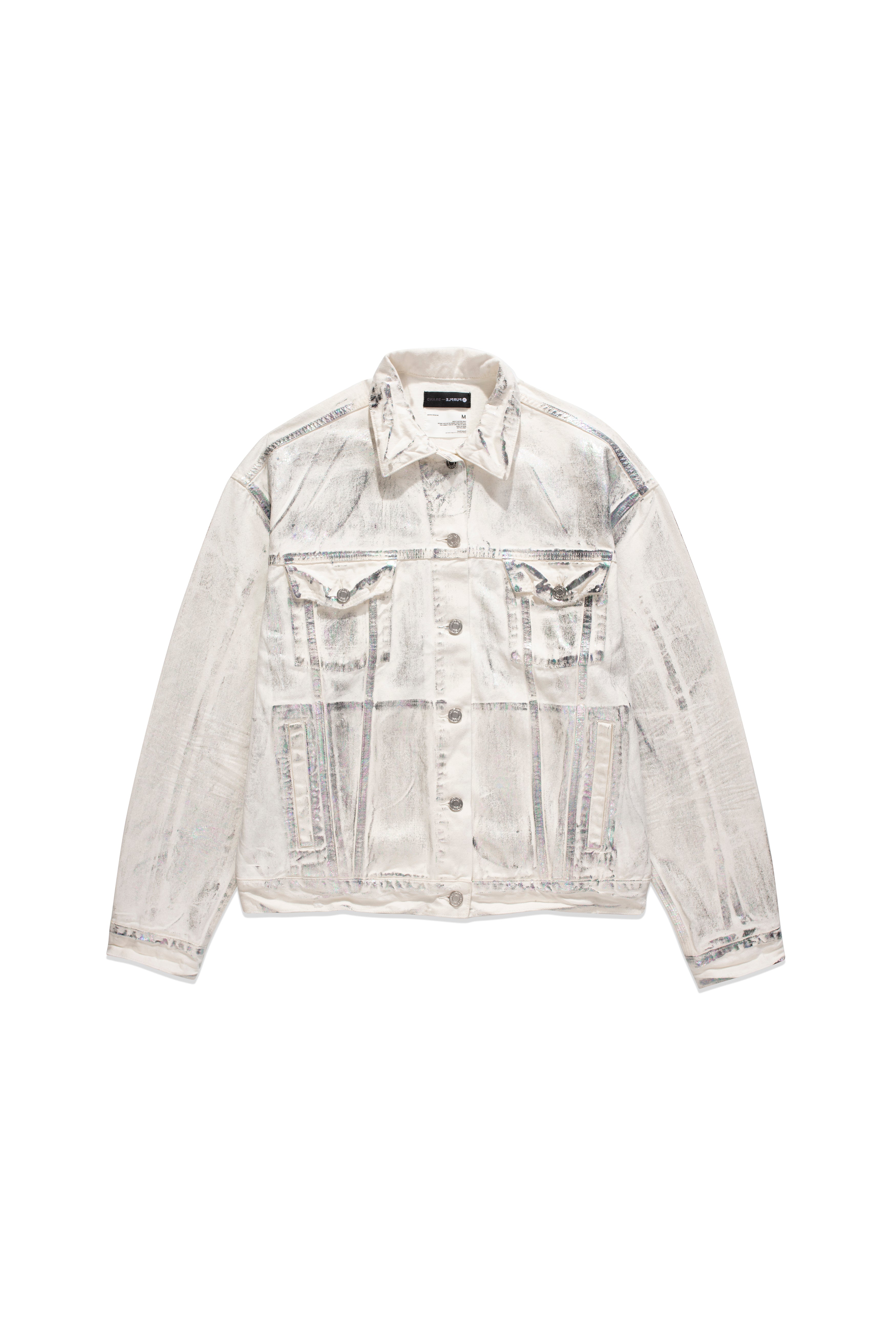 P027 OVERSIZED JACKET - White X Ray Iridescent Wave Foil