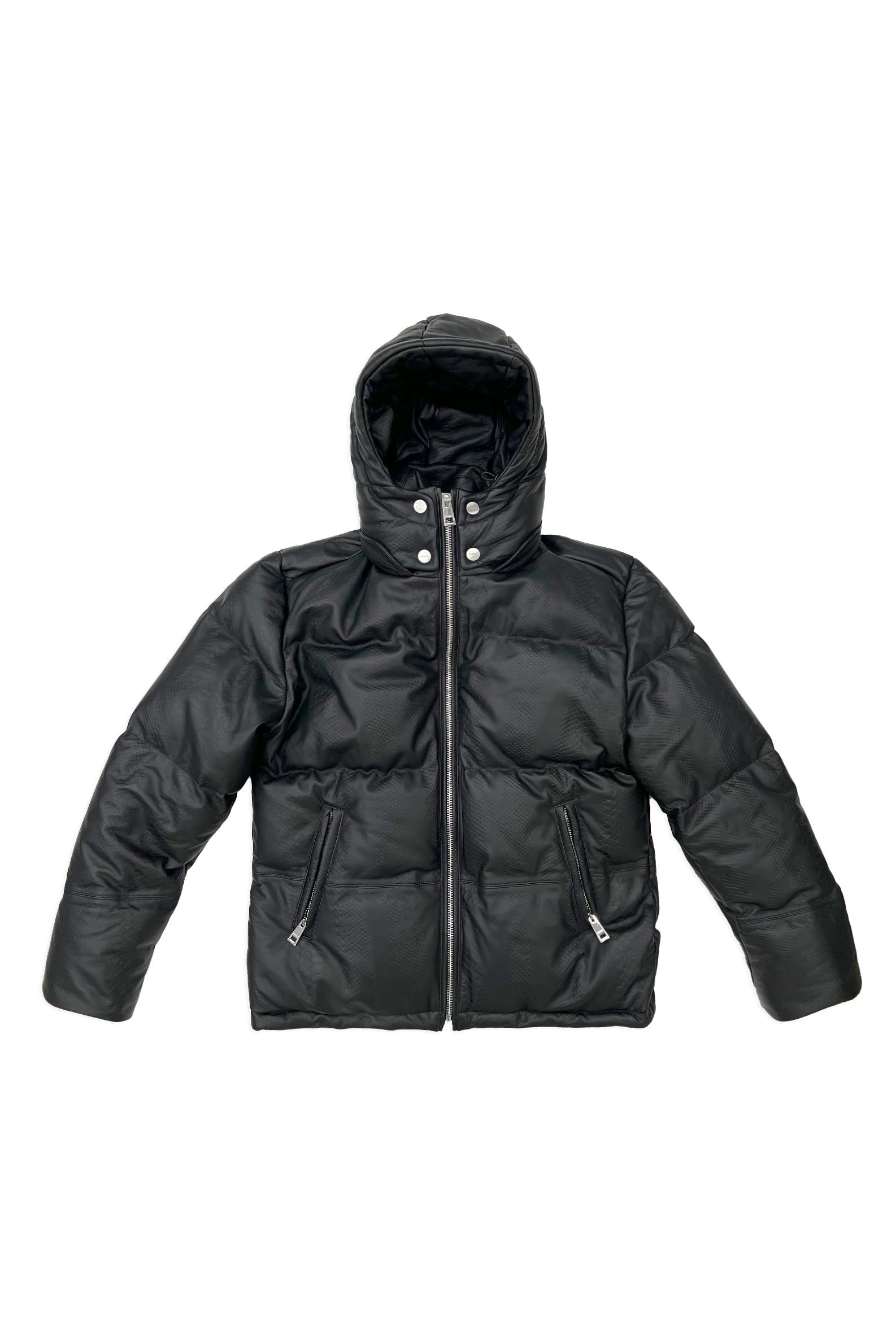 LEATHER PUFFER JACKET - Black Beauty